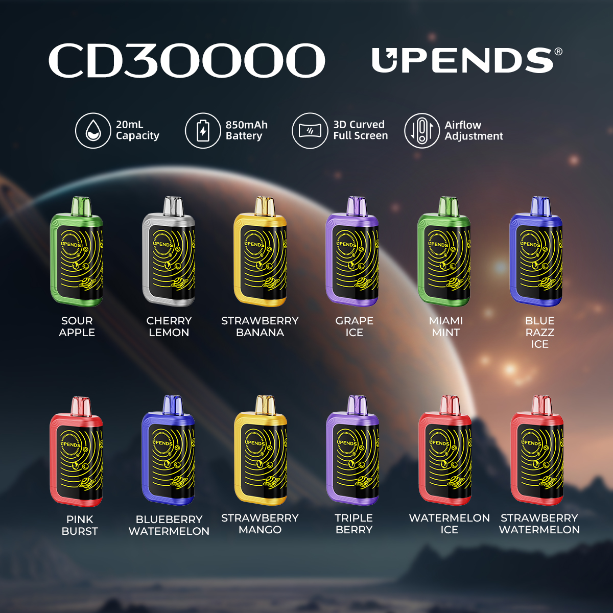 UPENDS CD30000 – 30.000 Züge, 10 Geschmacksrichtungen