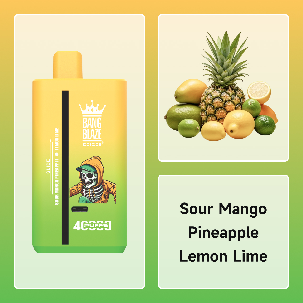 BANGKING 40000 Puffs-Sour mango pineapple & lemon lime