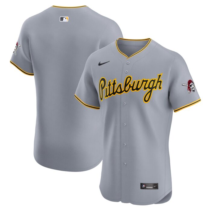 Men’s Pittsburgh Pirates Nike Gray Road Vapor Premier Elite Patch Jersey
