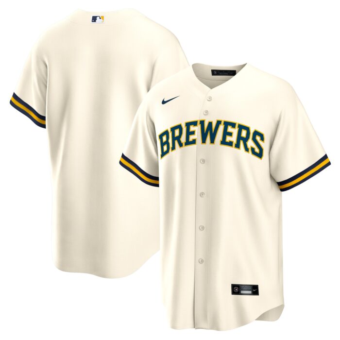 Men’s Milwaukee Brewers Nike Cream Home Blank Replica Jersey