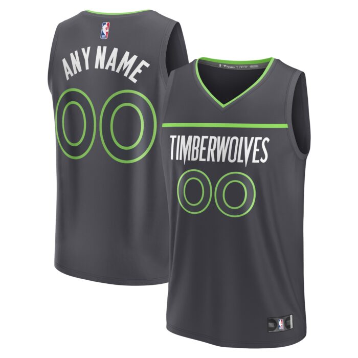 Men’s Minnesota Timberwolves Fanatics Black Custom Fast Break Jersey – Statement Edition