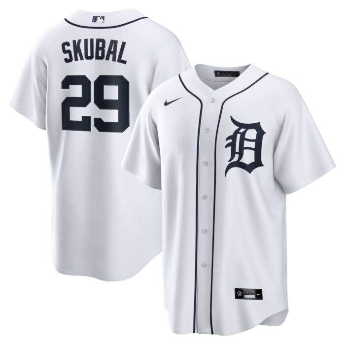 Men’s Detroit Tigers Tarik Skubal Nike White Home Replica Jersey
