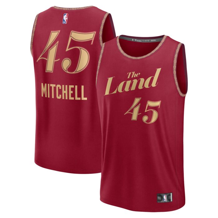 Men’s Cleveland Cavaliers Donovan Mitchell Fanatics Wine Fast Break Jersey – City Edition