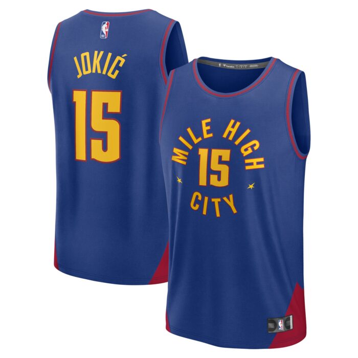 Men’s Denver Nuggets Nikola Jokic Fanatics Blue Fast Break Replica Player Jersey – Statement Edition