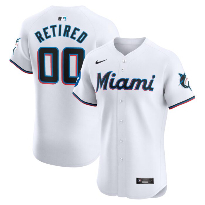 Men’s Miami Marlins Nike White Home Elite Pick-A-Player Retired Roster Patch Jersey
