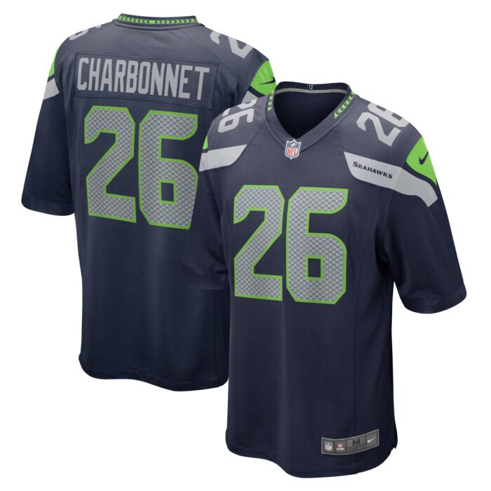 Men’s Seattle Seahawks Zach Charbonnet Nike College Navy Game Jersey