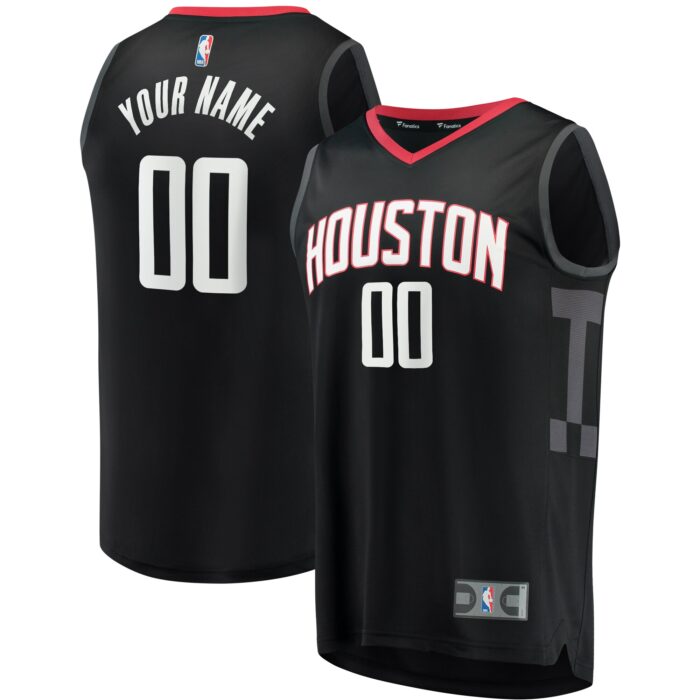 Youth Houston Rockets Fanatics Black Fast Break Custom Replica Jersey – Statement Edition