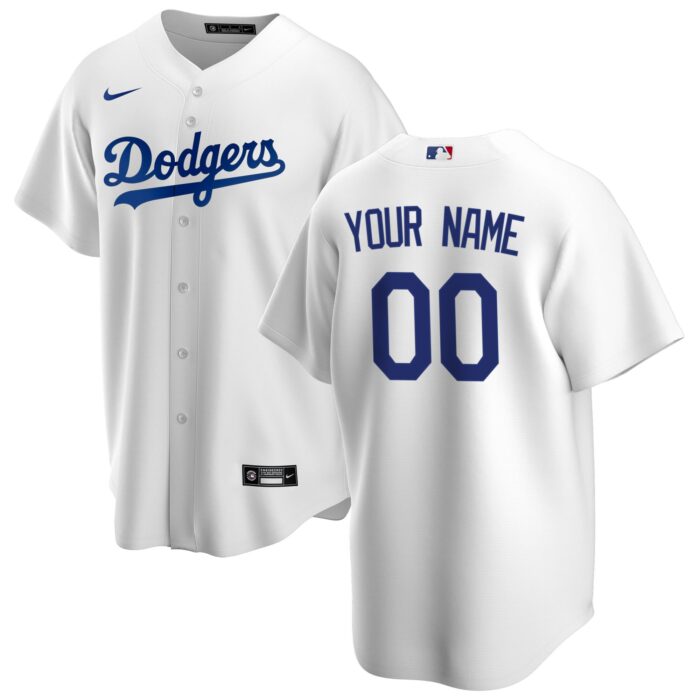 Men’s Los Angeles Dodgers Nike White Home Replica Custom Jersey