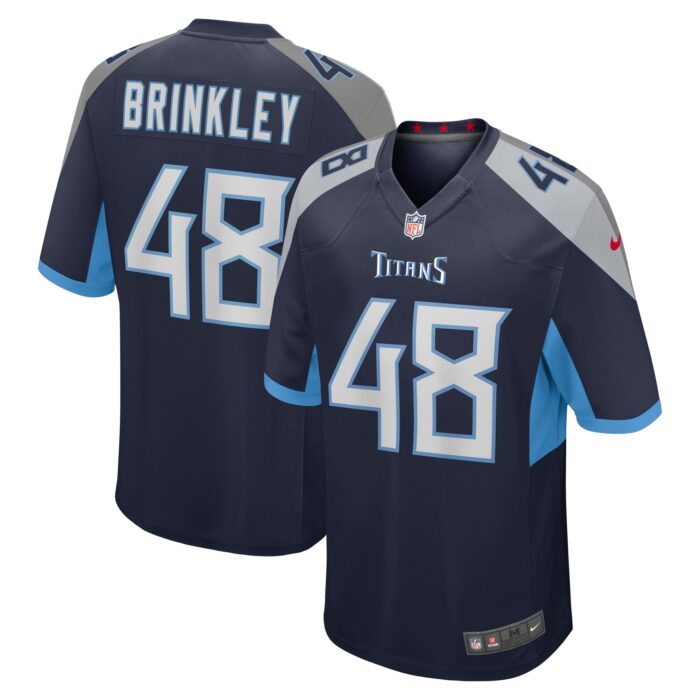 Men’s Tennessee Titans Beau Brinkley Nike Navy Game Jersey
