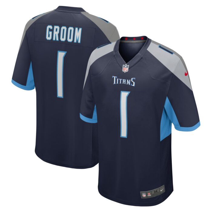 Men’s Tennessee Titans Number 1 Groom Nike Navy Game Jersey