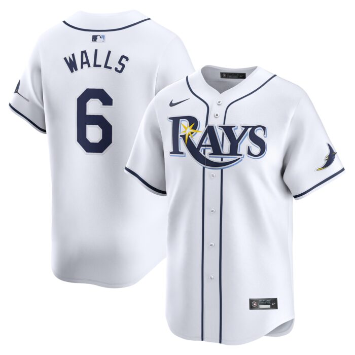 Men’s Tampa Bay Rays Taylor Walls Nike White Home Limited Player Jersey