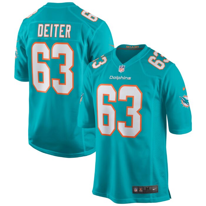 Men’s Miami Dolphins Michael Deiter Nike Aqua Game Jersey