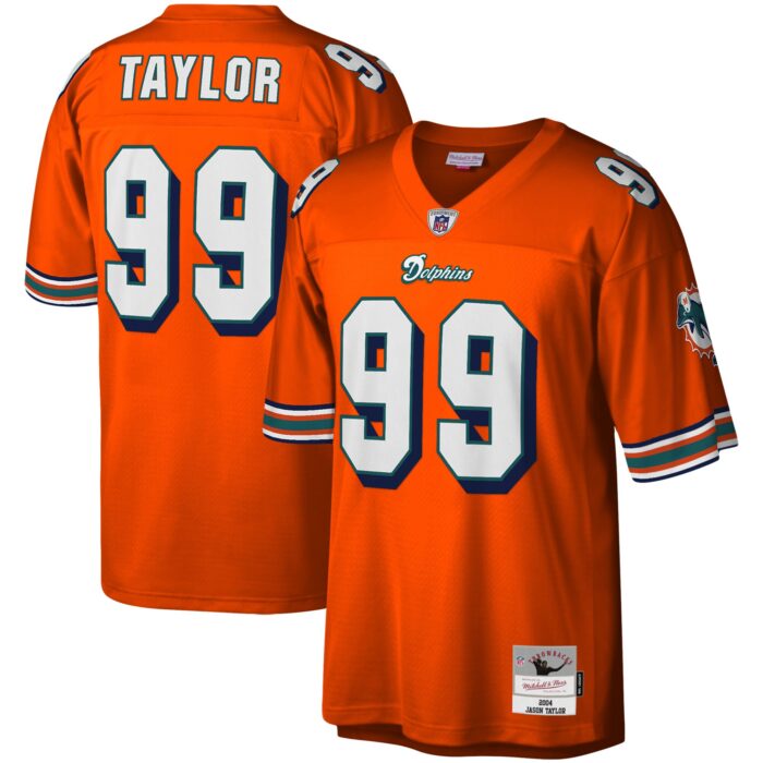 Men’s Miami Dolphins Jason Taylor Mitchell & Ness Orange Legacy Replica Jersey