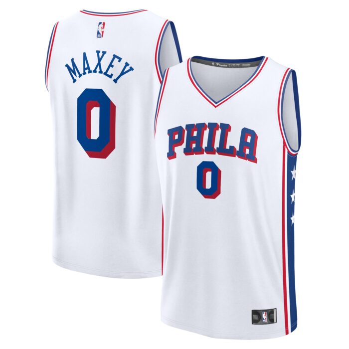 Youth Philadelphia 76ers Tyrese Maxey Fanatics White Fast Break Replica Player Jersey – Association Edition