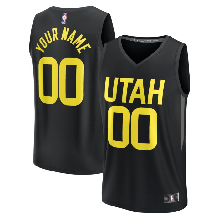 Youth Utah Jazz Fanatics Black Fast Break Replica Custom Jersey – Statement Edition