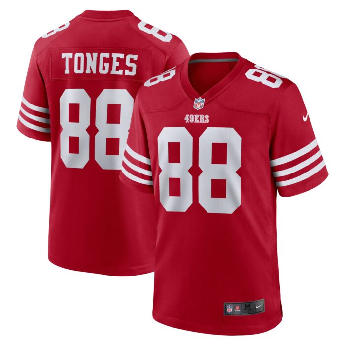 Men’s San Francisco 49ers Jake Tonges Nike Scarlet Team Game Jersey