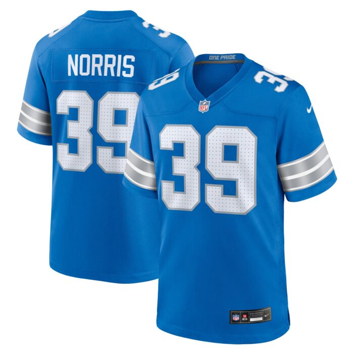 Men’s Detroit Lions Morice Norris Nike Blue Game Jersey