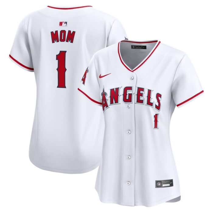 Women’s Los Angeles Angels Nike White #1 Mom Home Limited Jersey