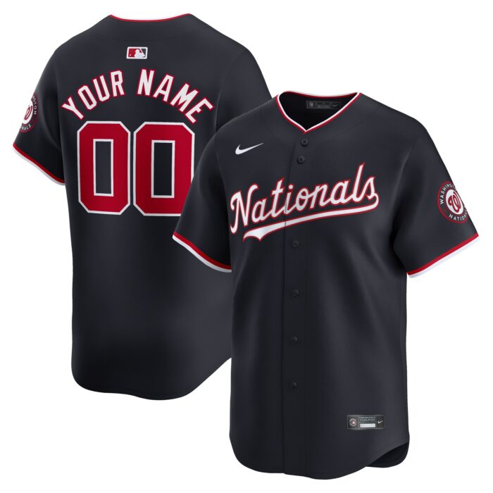 Men’s Washington Nationals  Nike Navy  Alternate Limited Custom Jersey