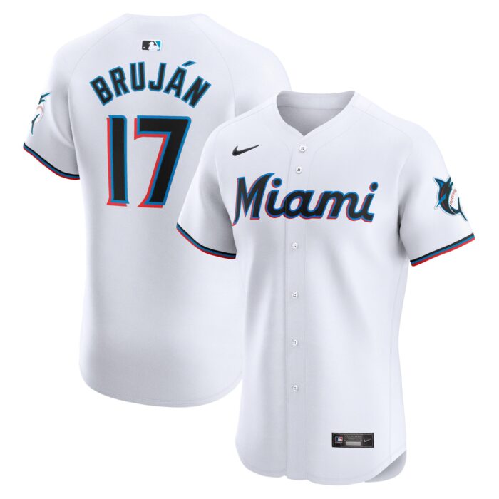 Men’s Miami Marlins Vidal Brujan Nike White Home Elite Player Jersey