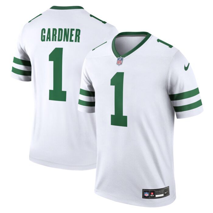 Men’s New York Jets Sauce Gardner Nike Legacy White Legend Jersey