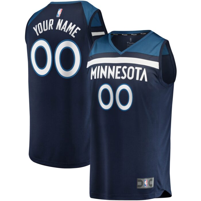 Men’s Minnesota Timberwolves Fanatics Navy Fast Break Custom Replica Jersey – Icon Edition