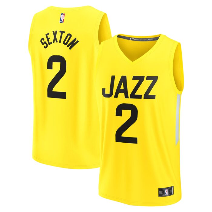 Men’s Utah Jazz Collin Sexton Fanatics Yellow Fast Break Replica Player Jersey – Icon Edition