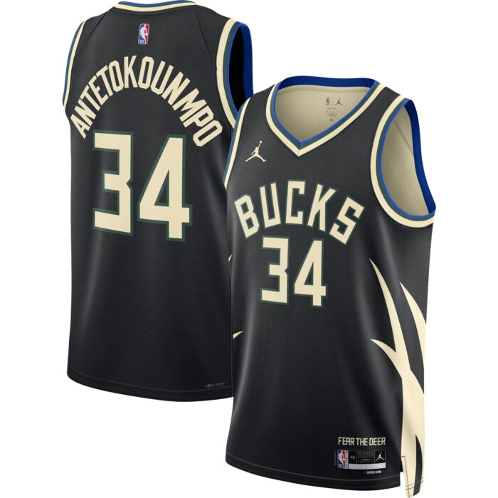 Unisex Milwaukee Bucks Giannis Antetokounmpo Jordan Brand Black Swingman Jersey – Statement Edition