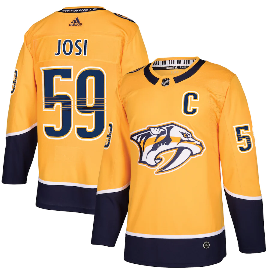Men's Nashville Predators 59 Roman Josi adidas Gold Home Authentic Player Jersey