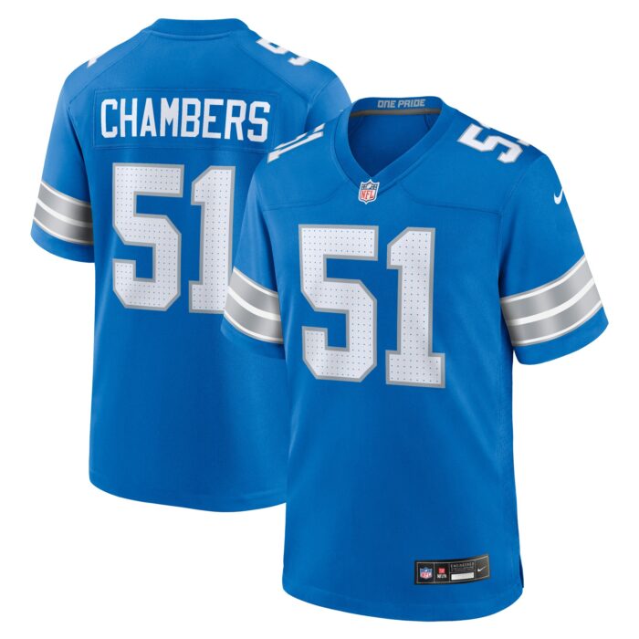 Men’s Detroit Lions Steele Chambers Nike Blue Game Jersey