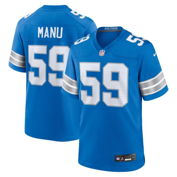 Men’s Detroit Lions Giovanni Manu Nike Blue Team Game Jersey