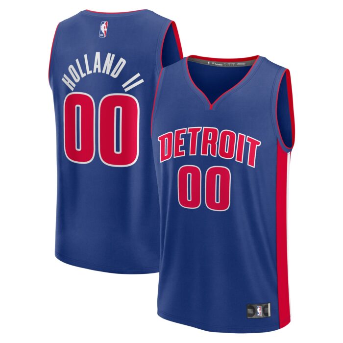 Men’s Detroit Pistons Ron Holland II Fanatics Blue Fast Break Replica Player Jersey – Icon Edition