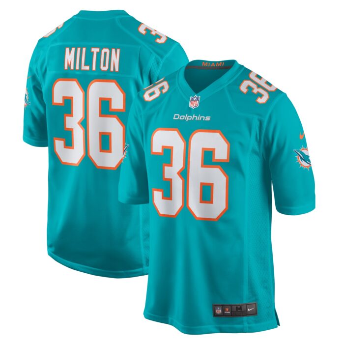 Men’s Miami Dolphins Mark Milton Nike Aqua Game Jersey