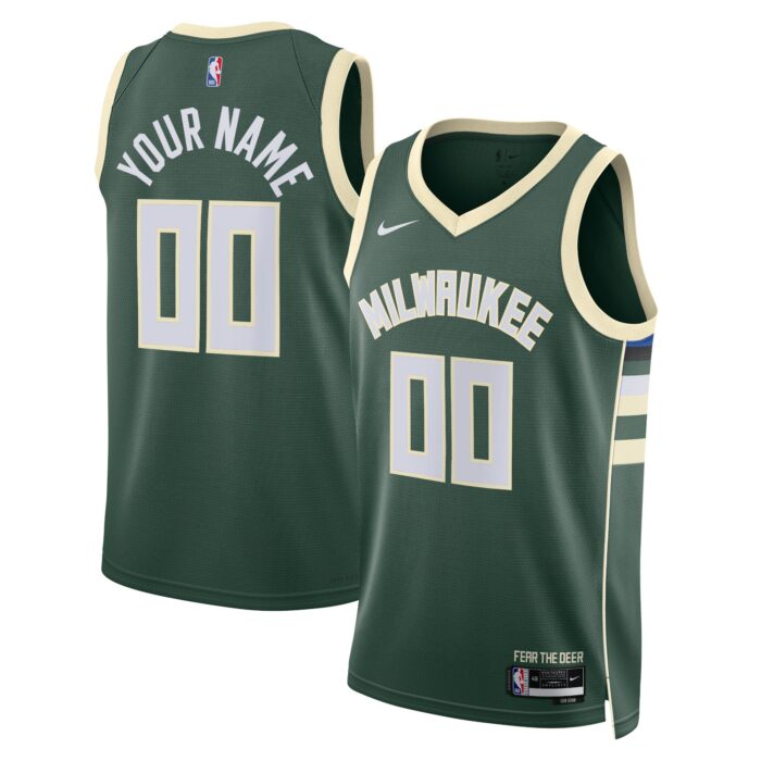 Unisex Milwaukee Bucks Nike Hunter Green Swingman Custom Jersey – Icon Edition