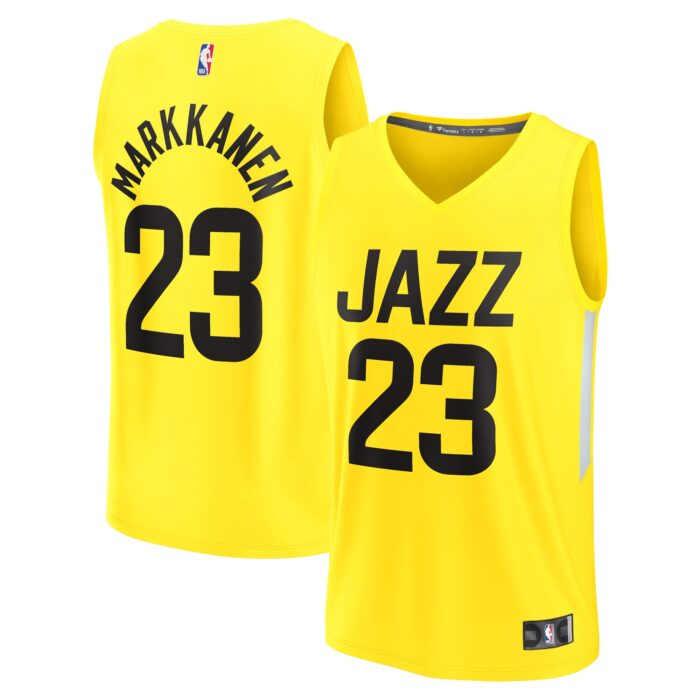 Youth Utah Jazz Lauri Markkanen Fanatics Yellow Fast Break Player Jersey – Icon Edition