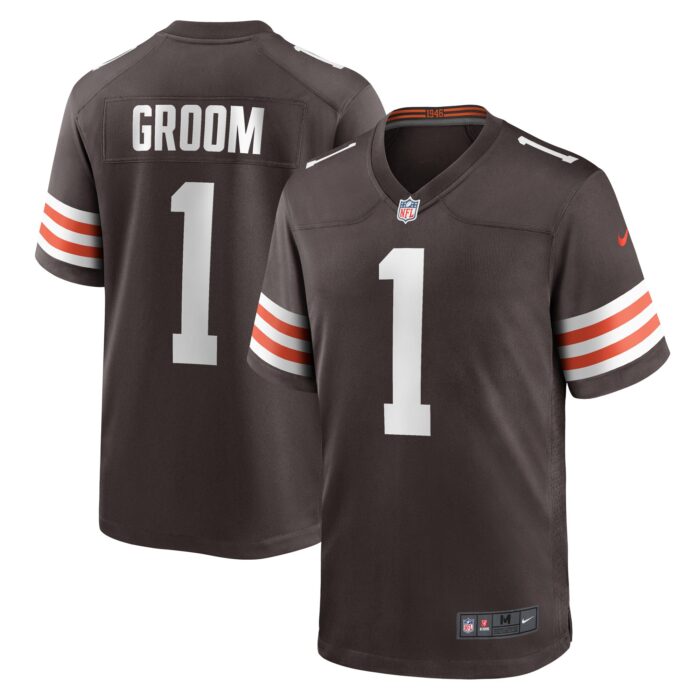Men’s Cleveland Browns Number 1 Groom Nike Brown Game Jersey