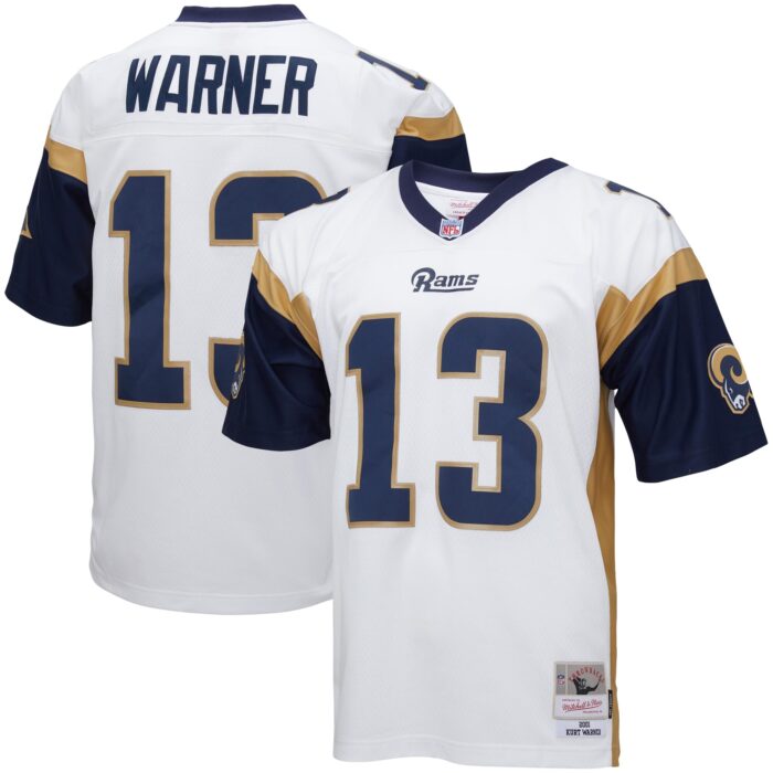 Men’s Los Angeles Rams Kurt Warner Mitchell & Ness White Legacy Replica Jersey