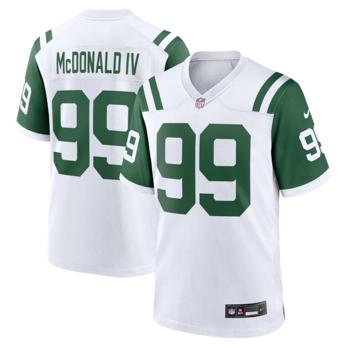 Men’s New York Jets Will McDonald IV Nike White Classic Alternate Game Jersey