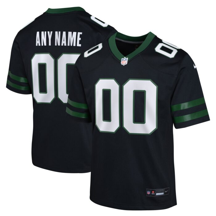 Youth New York Jets Nike Legacy Black Alternate Custom Game Jersey