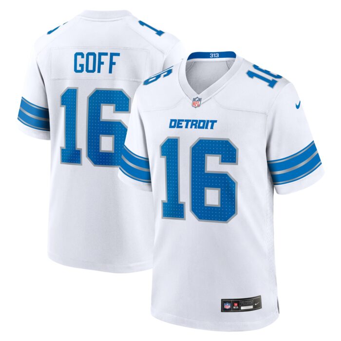 Men’s Detroit Lions Jared Goff Nike White Game Jersey