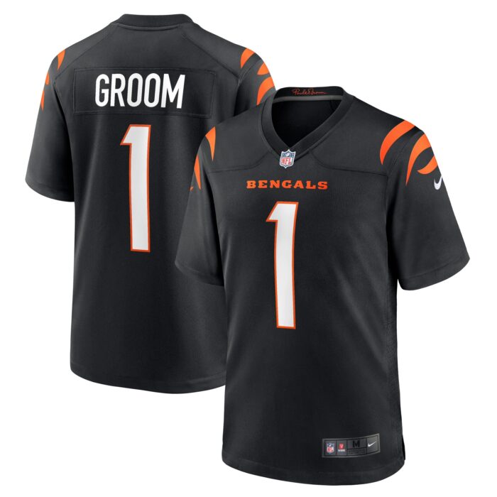 Men’s Cincinnati Bengals Number 1 Groom Nike Black Game Jersey