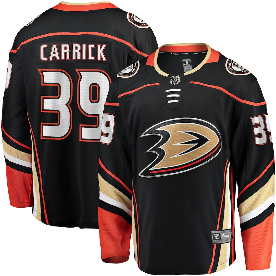 Men's Anaheim Ducks 39 Sam Carrick Fanatics Branded Black Home Breakaway Player Jersey