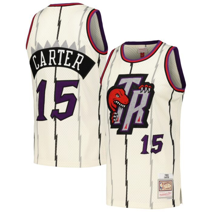 Men’s Toronto Raptors Vince Carter Mitchell & Ness Cream Chainstitch Swingman Jersey