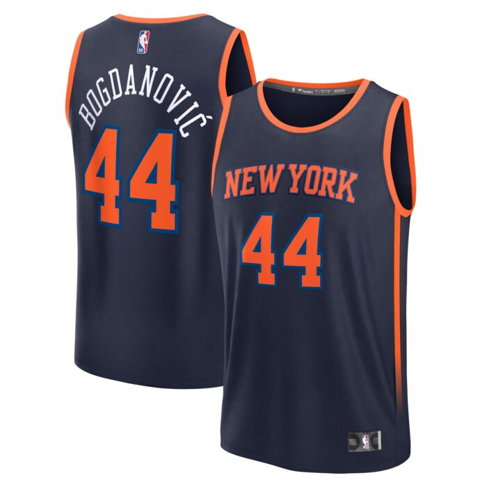 Men’s New York Knicks Bojan Bogdanovic Fanatics Navy Fast Break Player Jersey – Statement Edition