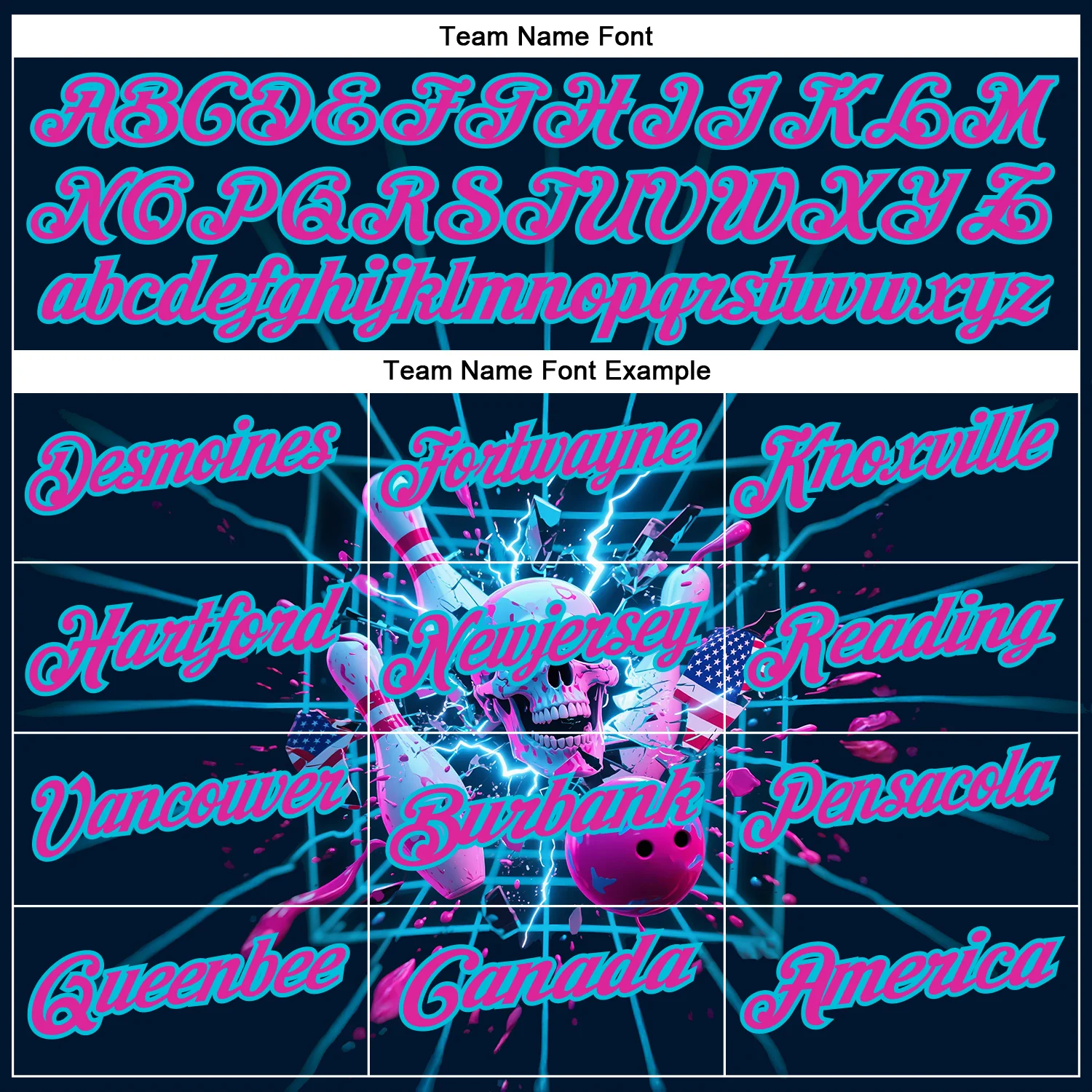 Custom Navy Deep Pink-Lakes Blue 3D American Flag Splash Lightning Skull Bowling Performance Polo Shirt