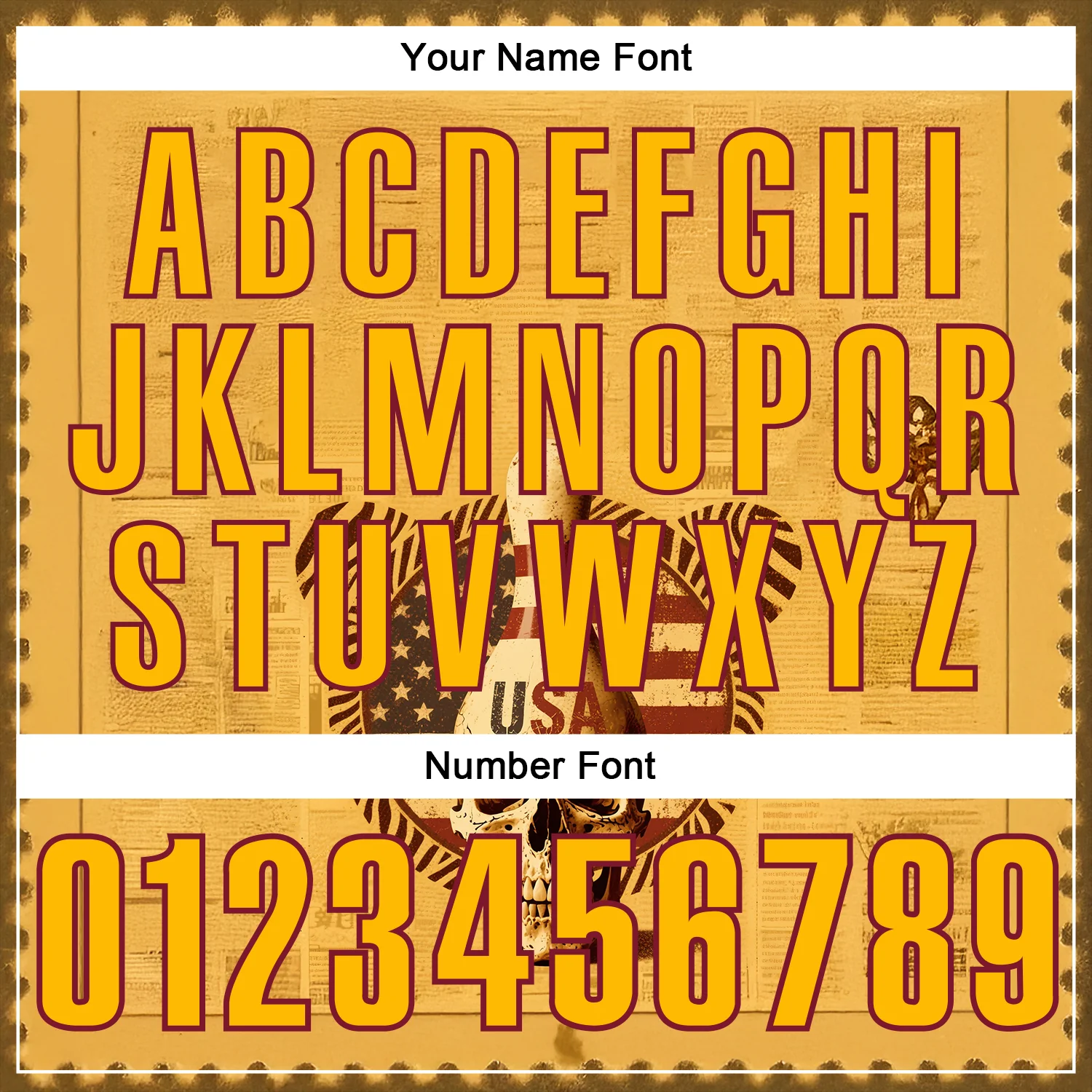 Custom Yellow Gold-Crimson 3D Retro American Flag Skull Bowling Performance Polo Shirt