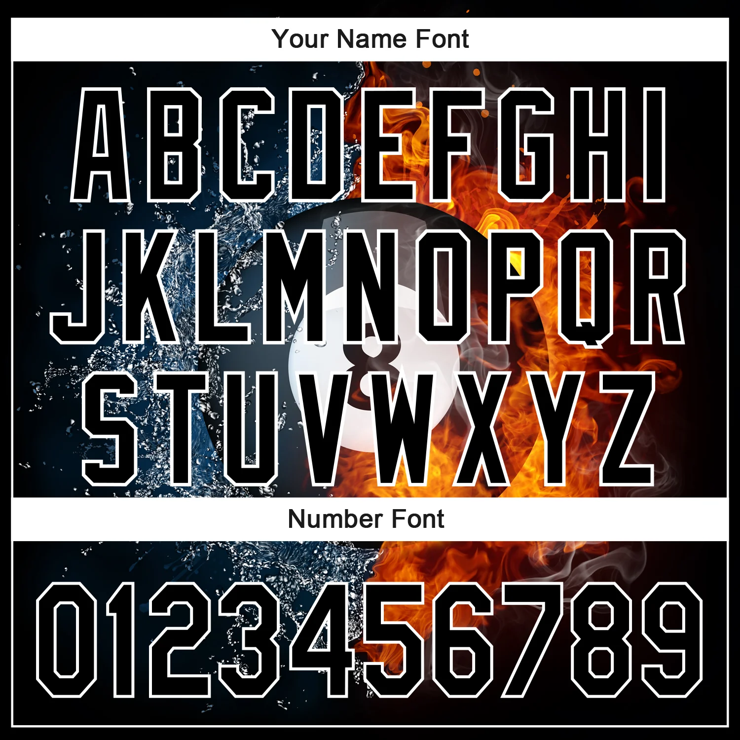 Custom Black White 3D Pattern Design Flame Billiards 8 Ball Performance Polo Shirt