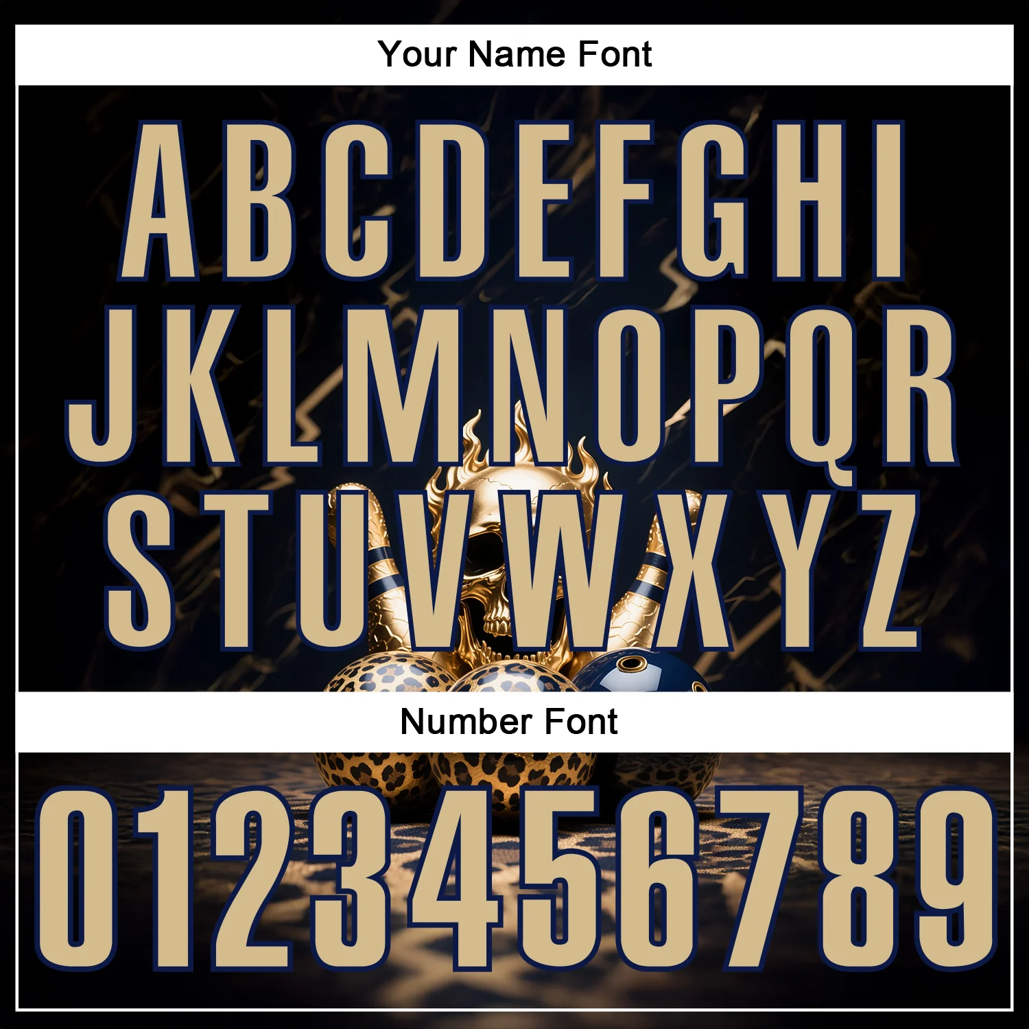 Custom Black Vegas Gold-Navy 3D Leopard Print Metal Skull Bowling Performance Polo Shirt