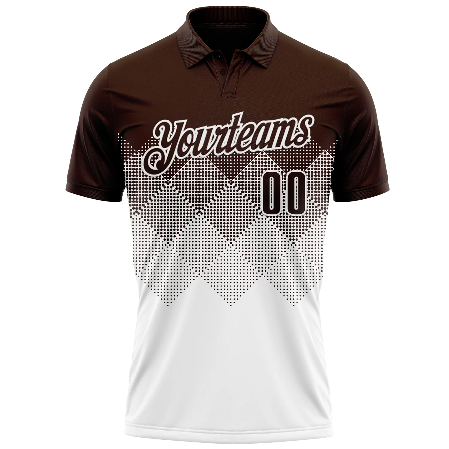 Custom Brown White 3D Gradient Square Shape Performance Polo Shirt