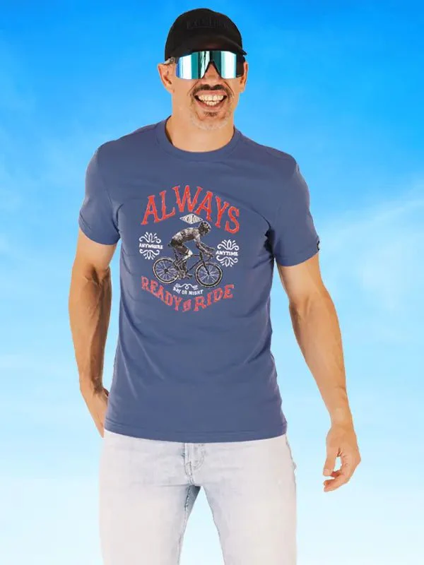 Always Ready To Ride T Shirt Blue